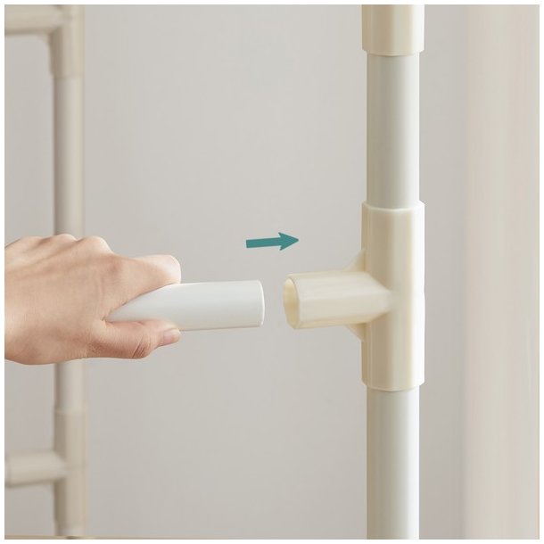 Garderobestativ - tjstativ med hylde og dobbelt tjstang - hvid