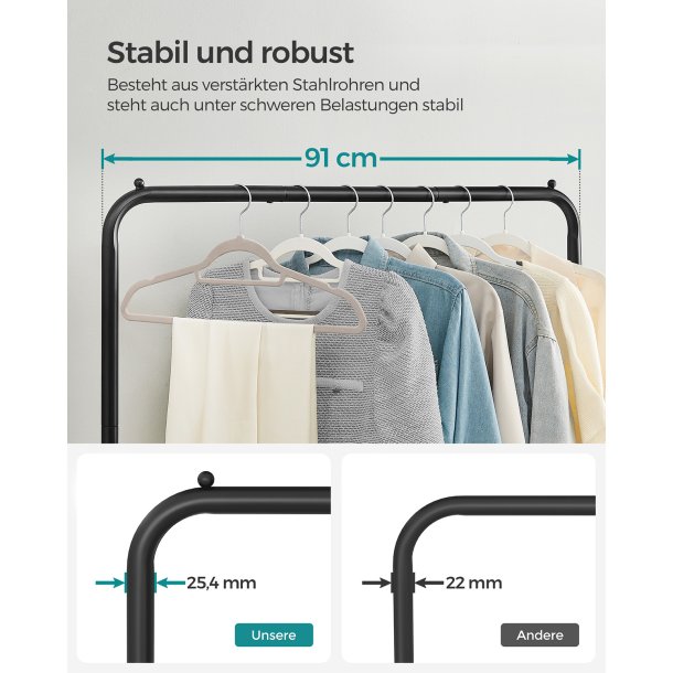 T�jstativ p� hjul - t�jstativ med hylde og t�jstang