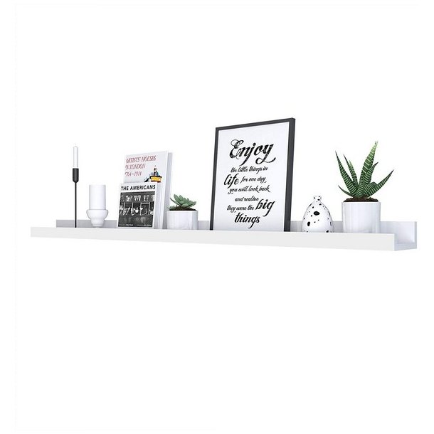 Hylde i tr� - v�gh�ngt sv�vende tr�hylde - hvid v�ghylde 115 cm