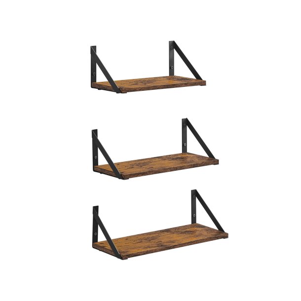 Hylder i tr - 3 vghngte svvende trhylder - brune vghylder