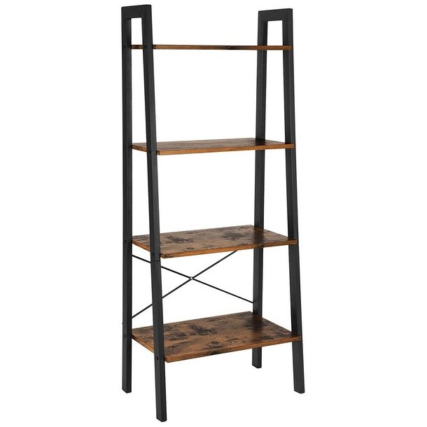 Reol - stigereol i industrielt design - rustik brun 138 x 56 x 34