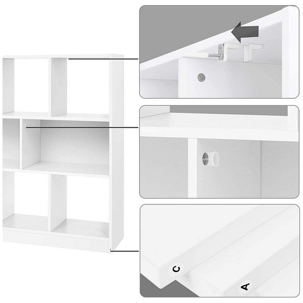 Bogreol - fritstende rumdeler i tr - hvid 98 x 30 x 100