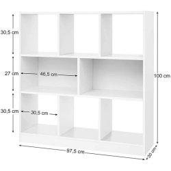 Bogreol - fritstende rumdeler i tr - hvid 98 x 30 x 100
