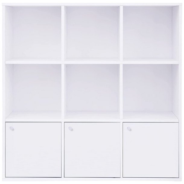 Bogreol - fritstende rumdeler i tr - hvid 98 x 30 x 98