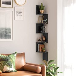 Hj�rnereol - v�gh�ngt bogreol med 5 hylder - sort reol