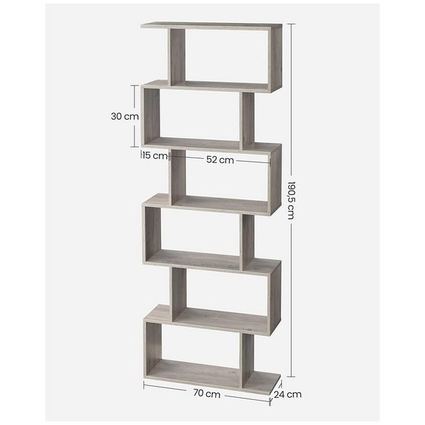 Reol - bogreol i industrielt design - gr� beige 190 x 24 x 70