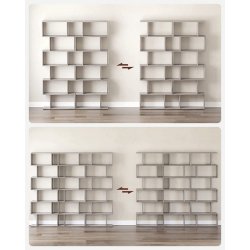 Reol - bogreol i industrielt design - gr� beige 190 x 24 x 70