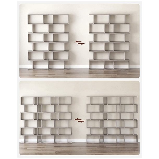 Reol - bogreol i industrielt design - gr� beige 190 x 24 x 70