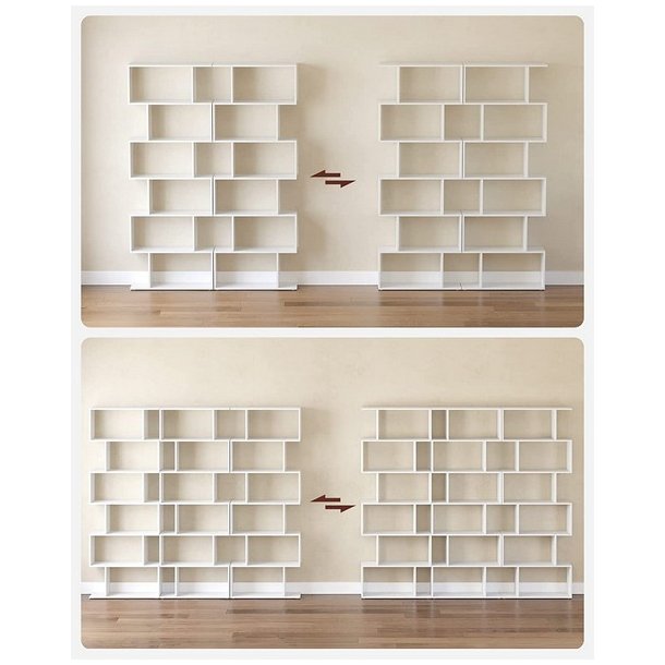 Reol - bogreol i industrielt design - hvid 190 x 24 x 70