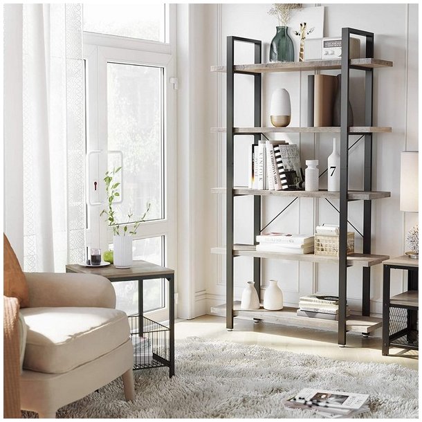 Reol - stuereol i industrielt design - gr� beige 177,5 x 105 x 33,5