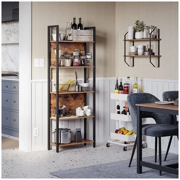 Reol - bogreol i industrielt design - rustik brun 165 x 62 x 24