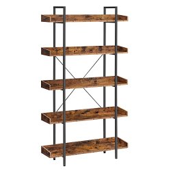 Bogreol - stuereol med 5 hylder - rustik brun 100 x 28 x 178
