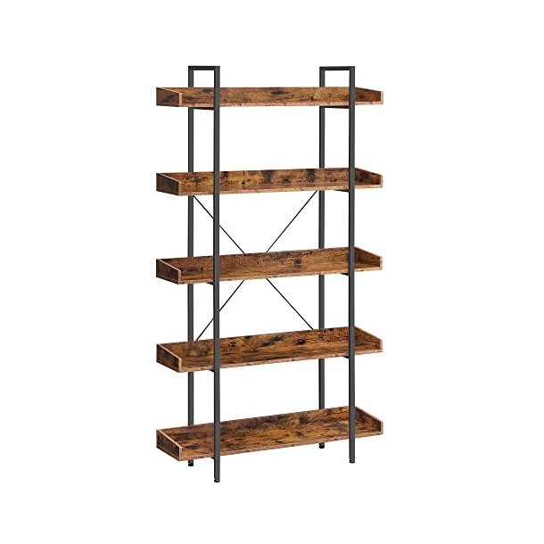 Bogreol - stuereol med 5 hylder - rustik brun 100 x 28 x 178