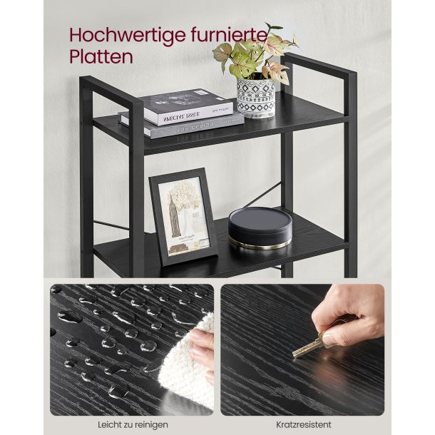 Reol - stuereol i industrielt design - sort 186 x 66 x 30