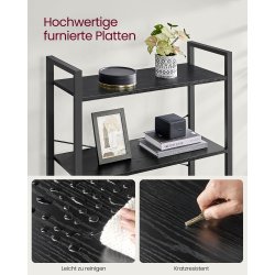 Reol - stuereol i industrielt design - sort 186 x 80 x 30