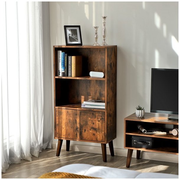 Reol - bogreol i industrielt design - rustik brun 120 x 30 x 60