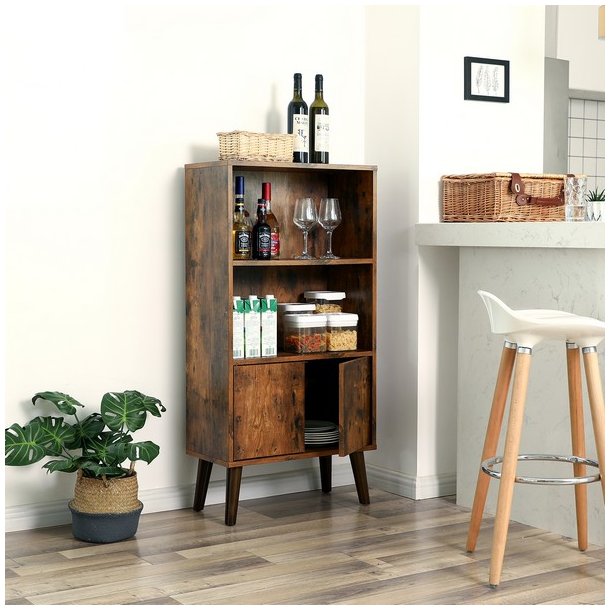 Reol - bogreol i industrielt design - rustik brun 120 x 30 x 60