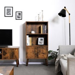 Reol - bogreol i industrielt design - rustik brun 120 x 30 x 60
