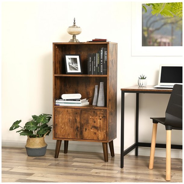 Reol - bogreol i industrielt design - rustik brun 120 x 30 x 60