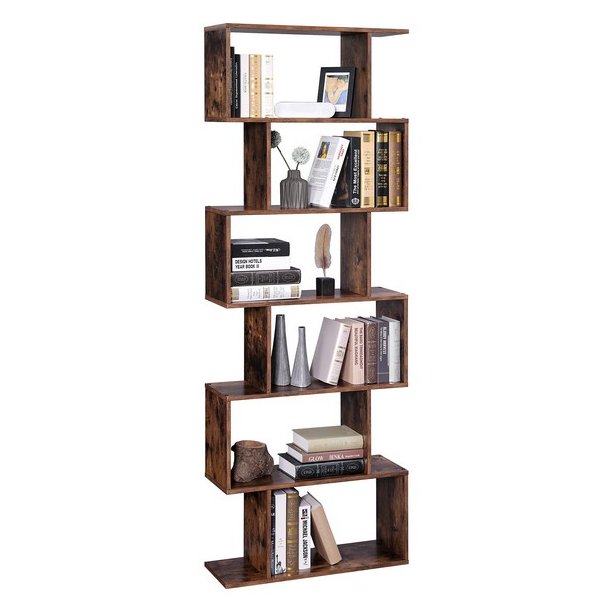 Reol - bogreol i industrielt design - rustik brun 190 x 24 x 70
