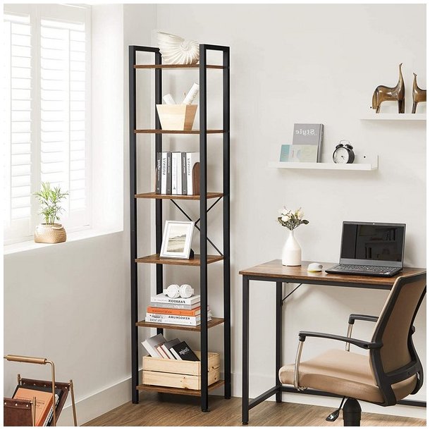 Reol - stuereol i industrielt design - rustik brun 187,5x40x30