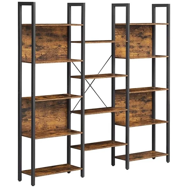 Reol - stor stuereol i industrielt design - rustik brun 158x24x166