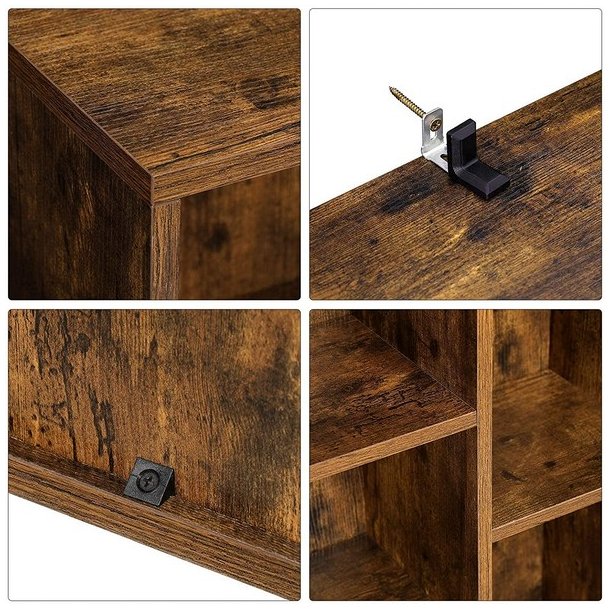 Bogreol - reol i industrielt design - rustik brun 50x24x80