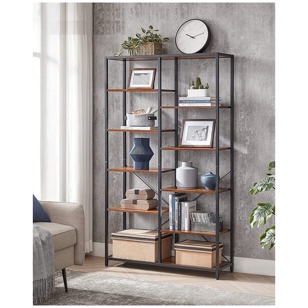 Stuereol - reol i industrielt design - rustik brun 170x100x30