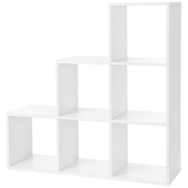 Rumdeler - fritst�ende bogreol i tr� - hvid 97,5 x 29 x 97,5