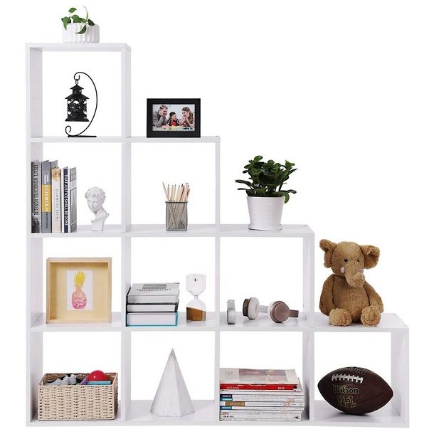 Rumdeler - fritst�ende bogreol i tr� - hvid 130 x 29 x 130