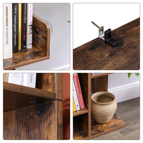 Reol - bogreol i industrielt design - rustik brun 140 x 86 x 25