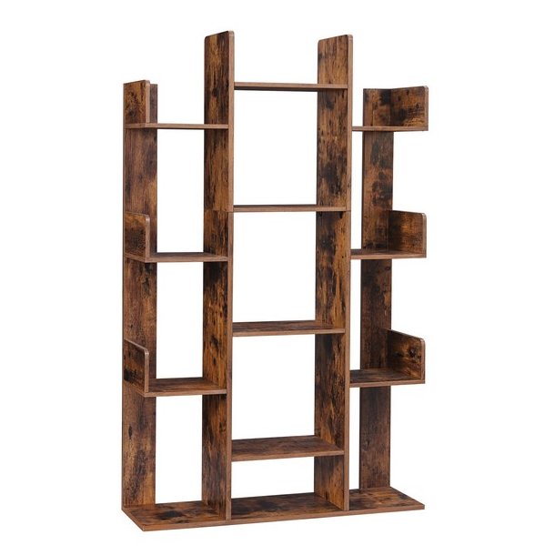 Reol - bogreol i industrielt design - rustik brun 140 x 86 x 25