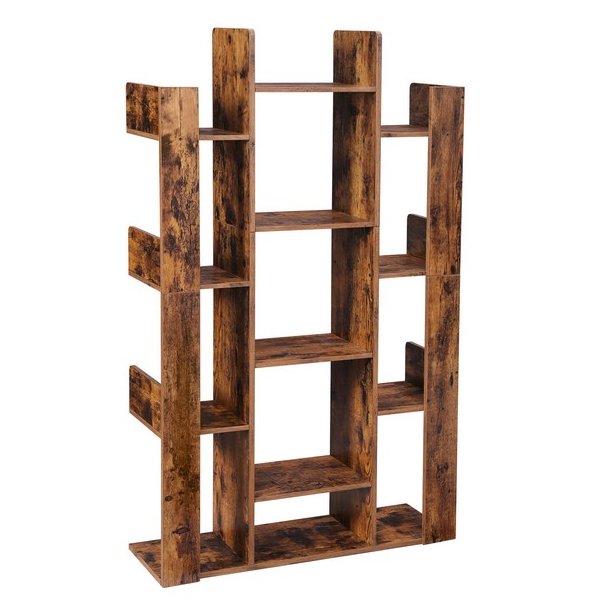 Reol - bogreol i industrielt design - rustik brun 140 x 86 x 25