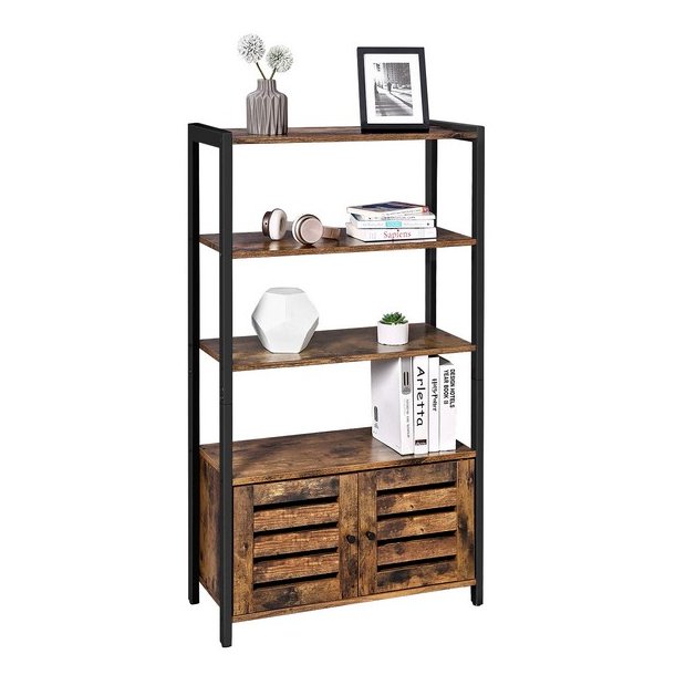 Bogreol - reol med 3 hylder - rustik brun reol 70 x 30 x 121,5