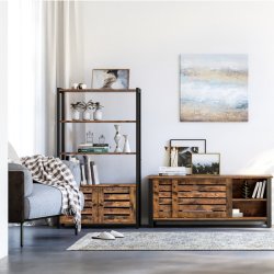 Bogreol - reol med 3 hylder - rustik brun reol 70 x 30 x 121,5