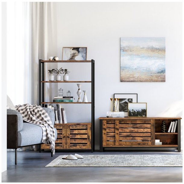 Bogreol - reol med 3 hylder - rustik brun reol 70 x 30 x 121,5