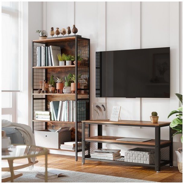 Reol - bogreol i industriel stil - rustik brun 155 x 74 x 30