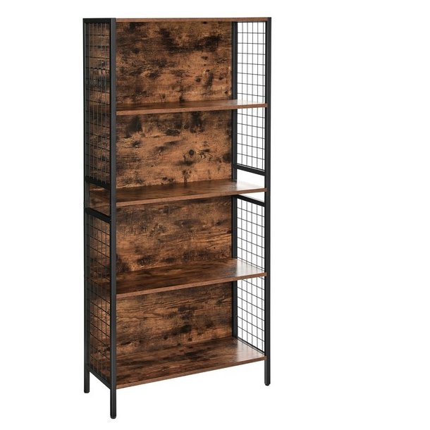 Reol - bogreol i industriel stil - rustik brun 155 x 74 x 30