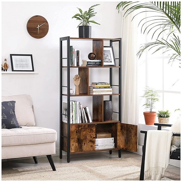 Reol - bogreol i industriel stil - rustik brun 154,5 x 74 x 30