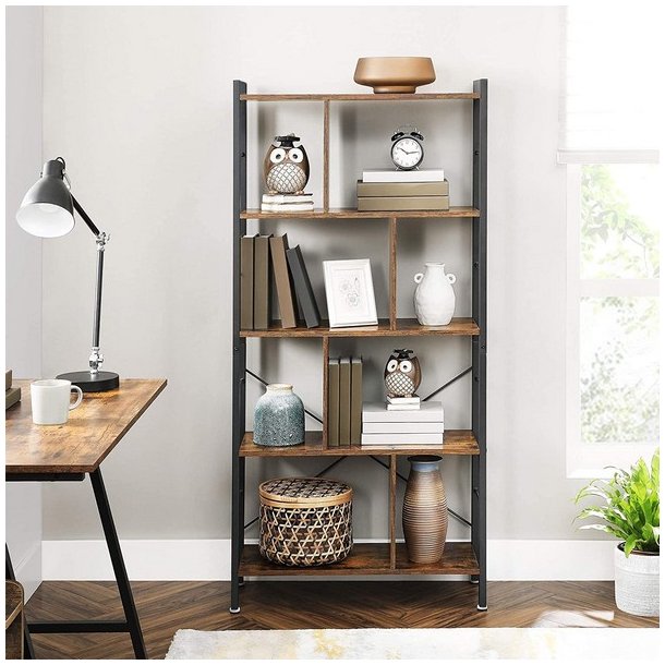 Reol - bogreol i industriel stil - rustik brun 155 x 74 x 30