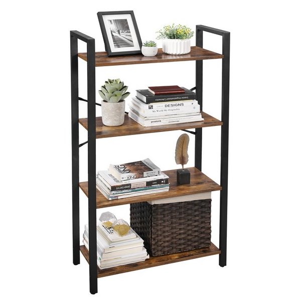 Bogreol - reol i industrielt design - rustik brun 120 x 66 x 30