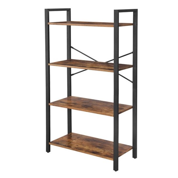 Bogreol - reol i industrielt design - rustik brun 120 x 66 x 30