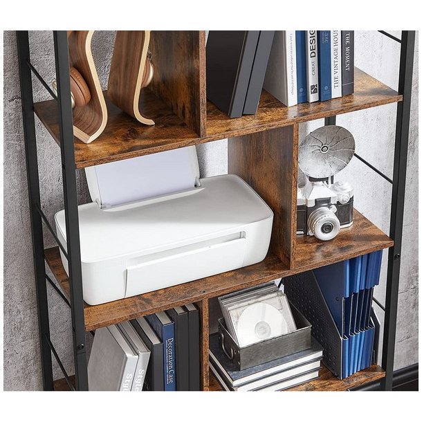 Reol - bogreol i industrielt design - rustik brun 74x30x150