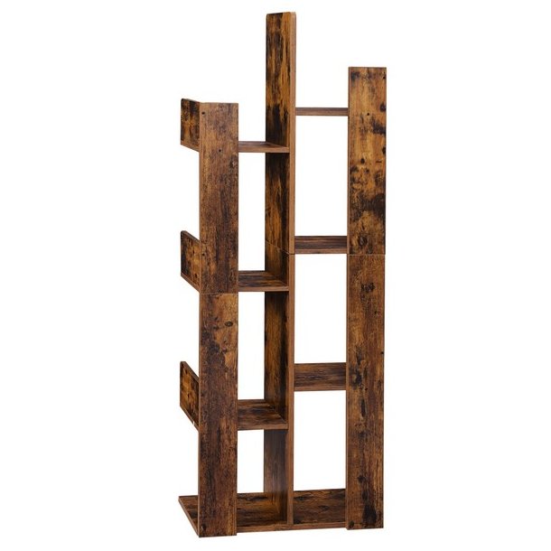 Reol - bogreol i industrielt design - rustik brun 140 x 50 x 25