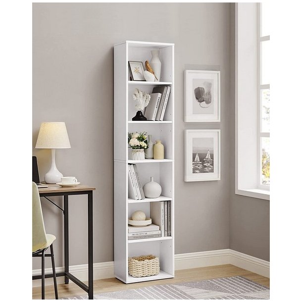 Bogreol - gulvreol og stuereol - hvid reol 40 x 24 x 178,5 cm