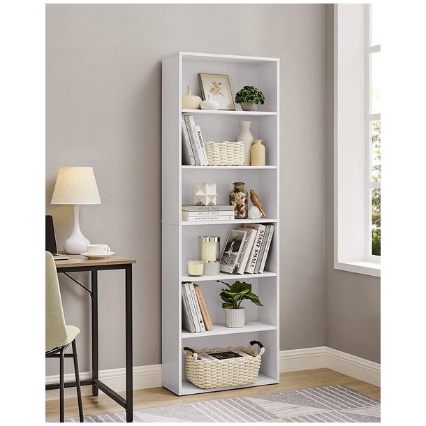 Bogreol - gulvreol og stuereol - hvid reol 60 x 24 x 178,5 cm