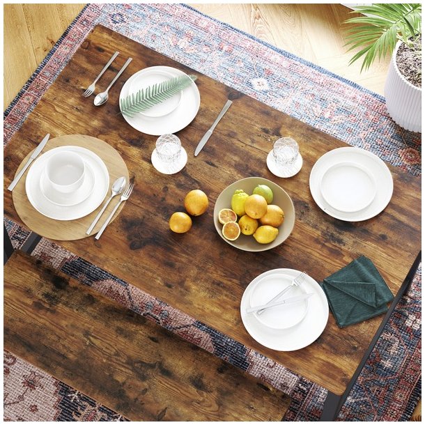 Spisebord i industrielt design - rustik brun bord 120 x 75 x 75