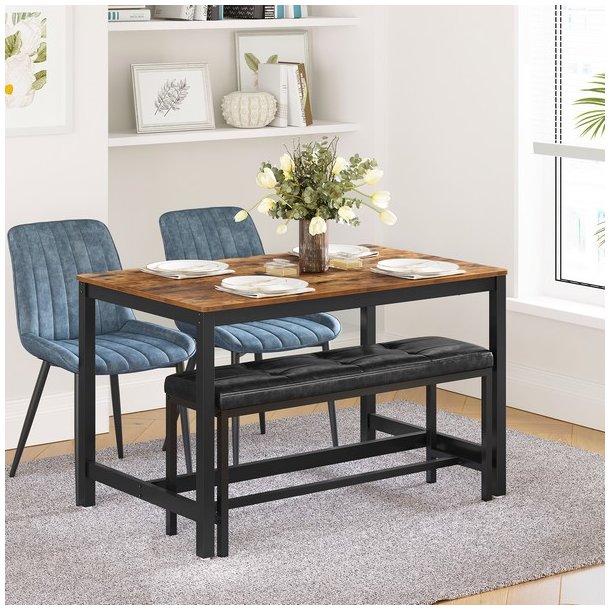 Spisebord i industrielt design - rustik brun bord 120 x 75 x 75