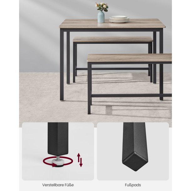 Spisebordss�t med spisebord og b�nke - b�nkes�t - gr� beige