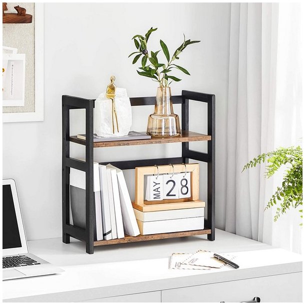 Krydderihylder - k�kkenhylder - sort med 2 rustik brune hylder